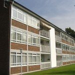 block of flats with seamless gutters